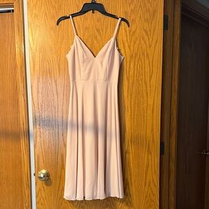 Lulu's Blush Pink Midi Dress with rhinestone pumps included (size 5 1/2)